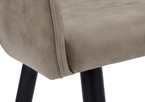 Monarch Specialties Dining Chair, Set Of 2, Side, Upholstered, Kitchen, Dining Room, Brown Fabric, Black Metal, Contemporary, Modern Taupe,Black, Black Foam,Metal,Particle Board,Polyurethane I 1188