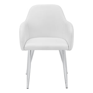 Monarch Specialties Dining Chair, Set Of 2, Side, Upholstered, Kitchen, Dining Room, White Leather Look, Chrome Metal, Contemporary, Modern White Foam,Metal,Particle Board,Leather,Look I 1190