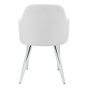 Monarch Specialties Dining Chair, Set Of 2, Side, Upholstered, Kitchen, Dining Room, White Leather Look, Chrome Metal, Contemporary, Modern White Foam,Metal,Particle Board,Leather,Look I 1190