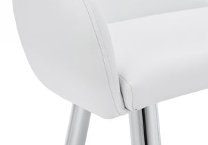 Monarch Specialties Dining Chair, Set Of 2, Side, Upholstered, Kitchen, Dining Room, White Leather Look, Chrome Metal, Contemporary, Modern White Foam,Metal,Particle Board,Leather,Look I 1190