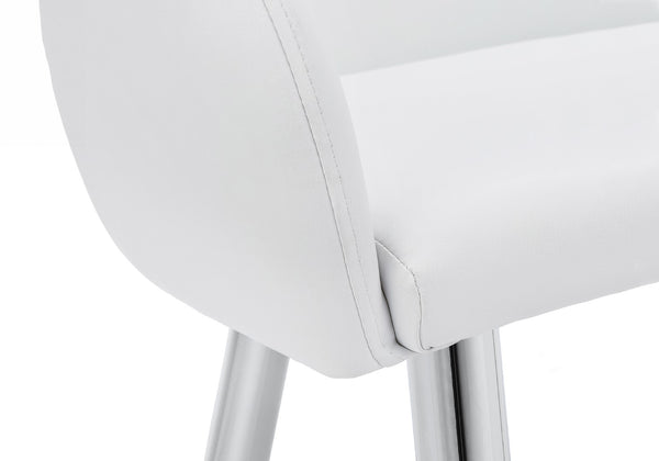 Monarch Specialties Dining Chair, Set Of 2, Side, Upholstered, Kitchen, Dining Room, White Leather Look, Chrome Metal, Contemporary, Modern White Foam,Metal,Particle Board,Leather,Look I 1190