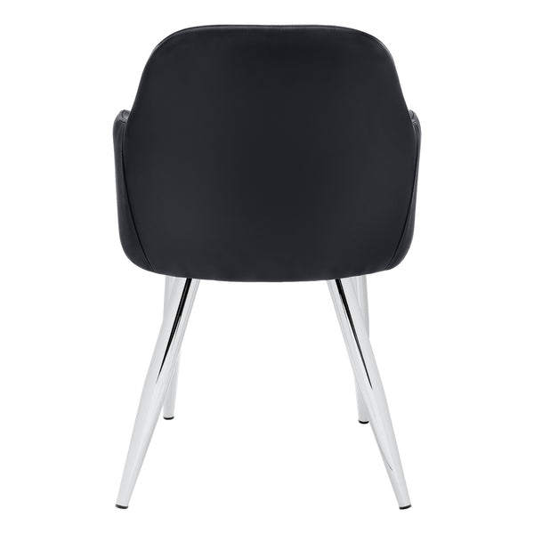 Monarch Specialties Dining Chair, Set Of 2, Side, Upholstered, Kitchen, Dining Room, Black Leather Look, Chrome Metal, Contemporary, Modern Black Foam,Metal,Particle Board,Leather,Look I 1191