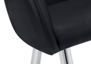 Monarch Specialties Dining Chair, Set Of 2, Side, Upholstered, Kitchen, Dining Room, Black Leather Look, Chrome Metal, Contemporary, Modern Black Foam,Metal,Particle Board,Leather,Look I 1191