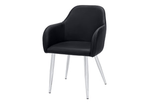 Monarch Specialties Dining Chair, Set Of 2, Side, Upholstered, Kitchen, Dining Room, Black Leather Look, Chrome Metal, Contemporary, Modern Black Foam,Metal,Particle Board,Leather,Look I 1191