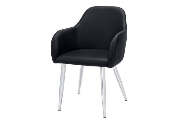 Monarch Specialties Dining Chair, Set Of 2, Side, Upholstered, Kitchen, Dining Room, Black Leather Look, Chrome Metal, Contemporary, Modern Black Foam,Metal,Particle Board,Leather,Look I 1191