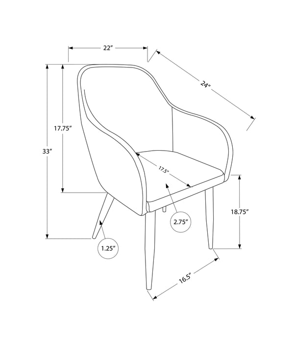Monarch Specialties Dining Chair, Set Of 2, Side, Upholstered, Kitchen, Dining Room, Black Leather Look, Black Metal, Contemporary, Modern Black,Black, Black Foam,Metal,Particle Board,Leather,Look I 1193
