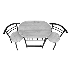 Monarch Specialties Dining Table Set, 3pcs Set, Small, 32" L, Kitchen, Grey Laminate, Black Metal, Contemporary, Modern Grey,Black, Black Particle Board,Metal I 1207