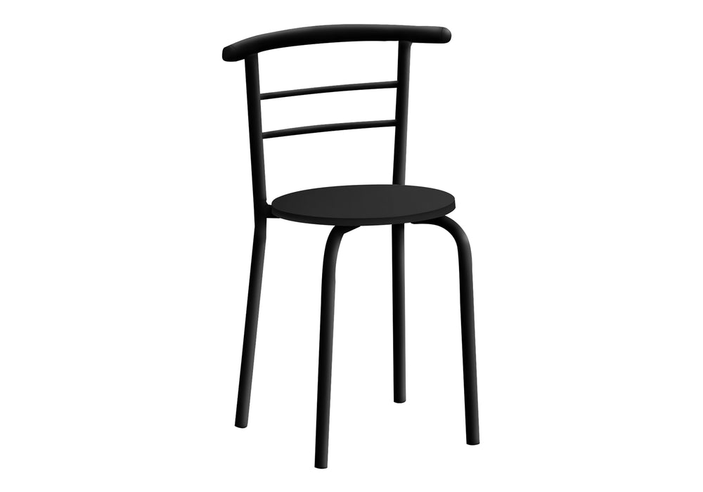 Monarch Specialties Dining Table Set, 3pcs Set, Small, 32" L, Kitchen, Black Metal, Black Laminate, Contemporary, Modern Black,Black, Black Particle Board,Metal I 1208