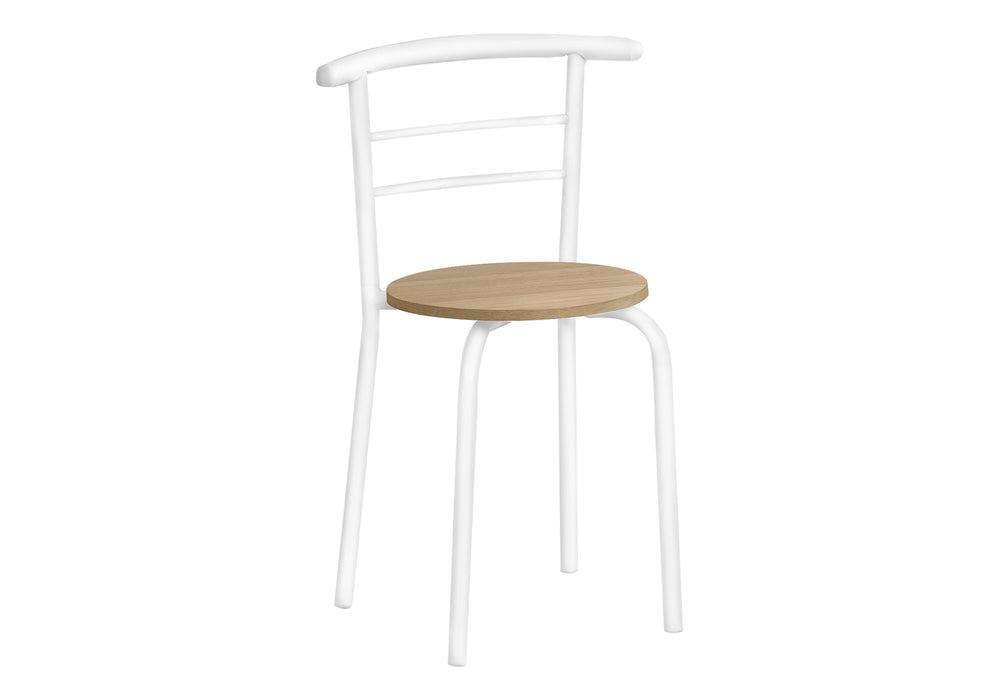 Monarch Specialties Dining Table Set, 3pcs Set, Small, 32" L, Kitchen, Natural Laminate, White Metal, Contemporary, Modern Natural,White, White Particle Board,Metal I 1209