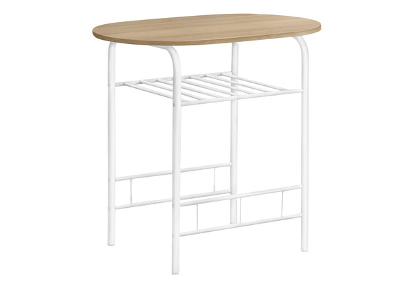 Monarch Specialties Dining Table Set, 3pcs Set, Small, 32" L, Kitchen, Natural Laminate, White Metal, Contemporary, Modern Natural,White, White Particle Board,Metal I 1209