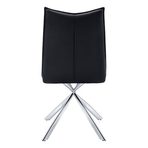 Monarch Specialties Dining Chair, Set Of 2, Side, Upholstered, Kitchen, Dining Room, Black Leather Look, Chrome Metal, Contemporary, Modern Black Foam,Metal,Particle Board,Leather,Look I 1213