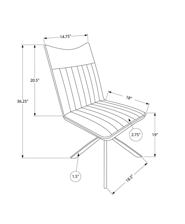 Monarch Specialties Dining Chair, Set Of 2, Side, Upholstered, Kitchen, Dining Room, Black Leather Look, Black Metal, Contemporary, Modern Black,Black, Black Foam,Metal,Particle Board,Leather,Look I 1215
