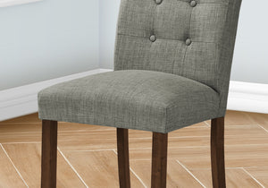 Monarch Specialties Dining Chair, 38" Height, Set Of 2, Upholstered, Dining Room, Side, Kitchen, Grey Fabric, Walnut Wood Legs, Modern Grey,Walnut, Walnut Solid Wood,Foam,Mdf I 1218
