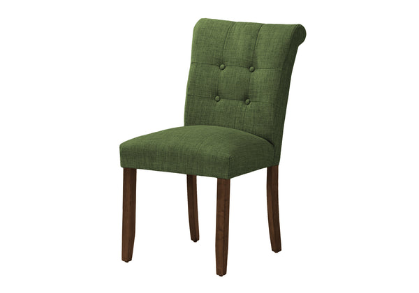 Monarch Specialties Dining Chair, 38" Height, Set Of 2, Upholstered, Dining Room, Side, Kitchen, Green Fabric, Walnut Wood Legs, Modern Green,Walnut, Walnut Solid Wood,Foam,Mdf I 1219