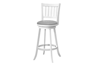 Monarch Specialties Bar Stool, Set Of 2, Swivel, Bar Height, White Wood, Grey Leather Look, Transitional White,Grey, Grey Solid Wood,Foam,Mdf,Veneer I 1238