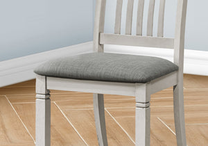Monarch Specialties Dining Chair, 38" Height, Set Of 2, Side, Upholstered, Kitchen, Dining Room, Antique Grey, Grey Fabric, Transitional Grey Solid Wood,Foam,Mdf I 1256