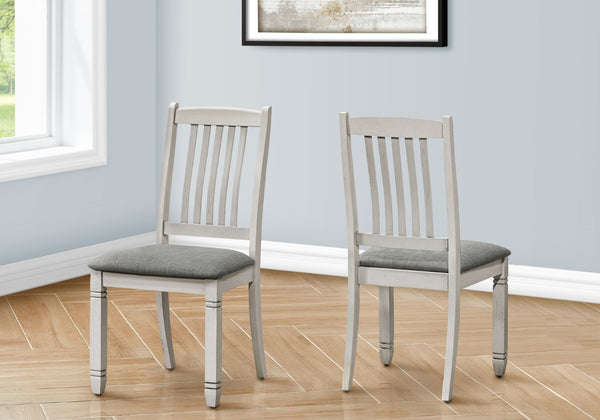 Monarch Specialties Dining Chair, 38" Height, Set Of 2, Side, Upholstered, Kitchen, Dining Room, Antique Grey, Grey Fabric, Transitional Grey Solid Wood,Foam,Mdf I 1256
