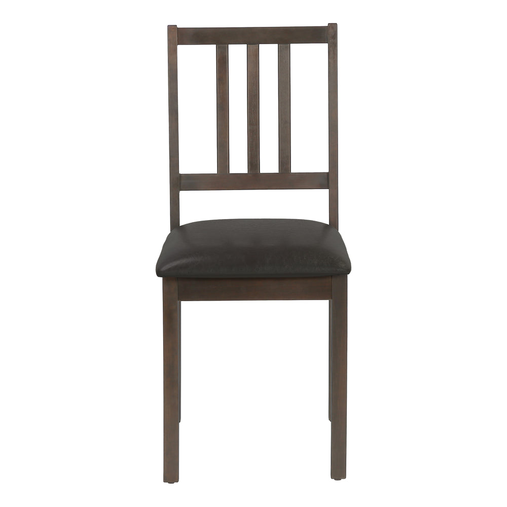 Monarch Specialties Dining Chair, Set Of 2, Side, Upholstered, Kitchen, Dining Room, Brown Leather Look, Brown Wood Legs, Transitional Brown,Espresso, Espresso Foam,Mdf,Leather,Look I 1304