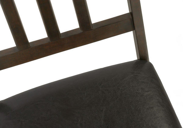 Monarch Specialties Dining Chair, Set Of 2, Side, Upholstered, Kitchen, Dining Room, Brown Leather Look, Brown Wood Legs, Transitional Brown,Espresso, Espresso Foam,Mdf,Leather,Look I 1304