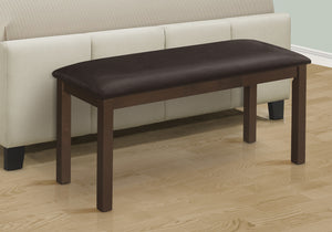 Monarch Specialties Bench, 42" Rectangular, Wood, Upholstered, Dining Room, Kitchen, Entryway, Brown, Transitional Brown,Espresso, Espresso Foam,Mdf,Solid Wood,Leather,Look I 1305