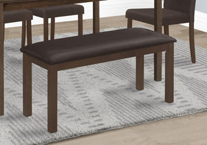 Monarch Specialties Bench, 42" Rectangular, Wood, Upholstered, Dining Room, Kitchen, Entryway, Brown, Transitional Brown,Espresso, Espresso Foam,Mdf,Solid Wood,Leather,Look I 1305