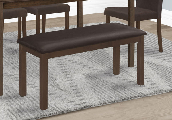 Monarch Specialties Bench, 42" Rectangular, Wood, Upholstered, Dining Room, Kitchen, Entryway, Brown, Transitional Brown,Espresso, Espresso Foam,Mdf,Solid Wood,Leather,Look I 1305