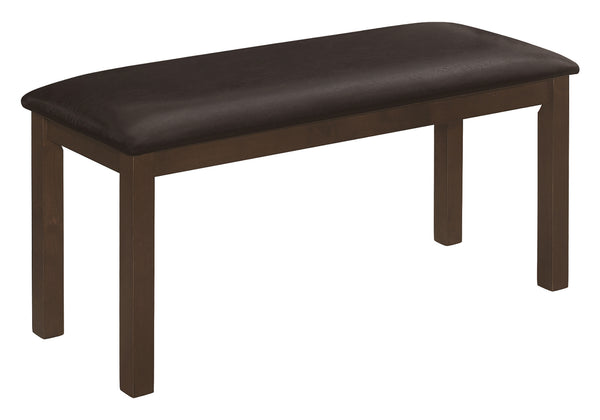 Monarch Specialties Bench, 42" Rectangular, Wood, Upholstered, Dining Room, Kitchen, Entryway, Brown, Transitional Brown,Espresso, Espresso Foam,Mdf,Solid Wood,Leather,Look I 1305