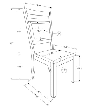 Monarch Specialties Dining Chair, Set Of 2, Side, Upholstered, Kitchen, Dining Room, Brown Leather Look, Walnut Wood Legs, Transitional Brown,Walnut, Walnut Foam,Mdf,Leather,Look I 1310