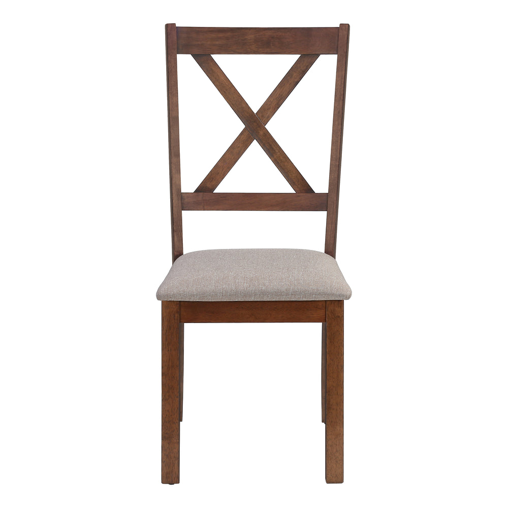 Monarch Specialties Dining Chair, Set Of 2, Side, Upholstered, Kitchen, Dining Room, Brown Fabric, Walnut Wood Frame, Transitional Beige,Walnut, Walnut Foam,Mdf,Polyester I 1311