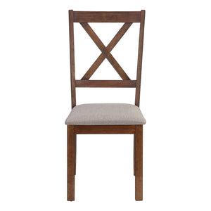 Monarch Specialties Dining Chair, Set Of 2, Side, Upholstered, Kitchen, Dining Room, Brown Fabric, Walnut Wood Frame, Transitional Beige,Walnut, Walnut Foam,Mdf,Polyester I 1311