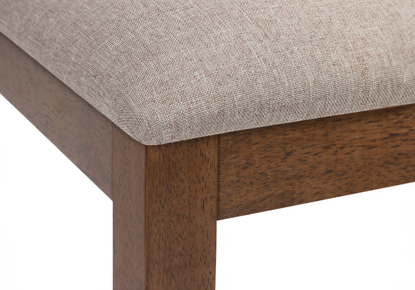 Monarch Specialties Dining Chair, Set Of 2, Side, Upholstered, Kitchen, Dining Room, Brown Fabric, Walnut Wood Frame, Transitional Beige,Walnut, Walnut Foam,Mdf,Polyester I 1311