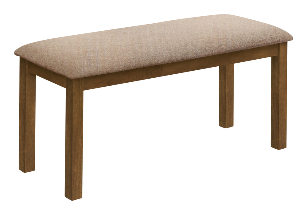 Monarch Specialties Bench, 42" Rectangular, Wood, Upholstered, Dining Room, Kitchen, Entryway, Brown And Beige, Transitional Beige,Walnut, Walnut Foam,Mdf,Solid Wood,Polyester I 1317