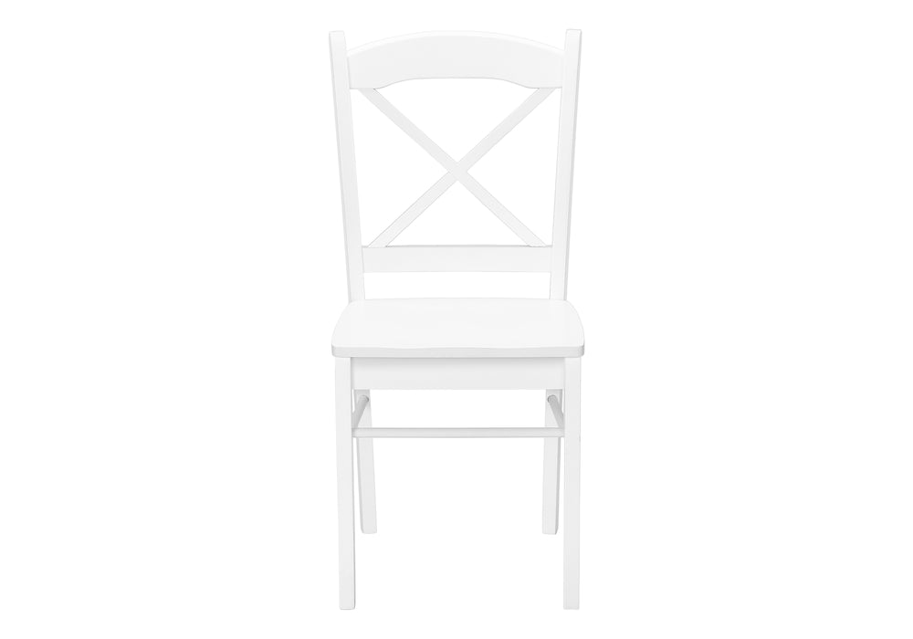 Monarch Specialties Dining Chair, Set Of 2, Side, Kitchen, Dining Room, White, Wood Legs, Transitional White Solid Wood I 1320