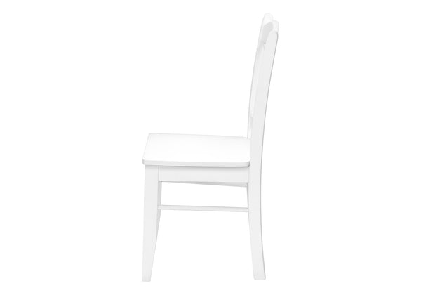 Monarch Specialties Dining Chair, Set Of 2, Side, Kitchen, Dining Room, White, Wood Legs, Transitional White Solid Wood I 1320