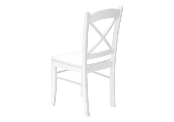 Monarch Specialties Dining Chair, Set Of 2, Side, Kitchen, Dining Room, White, Wood Legs, Transitional White Solid Wood I 1320