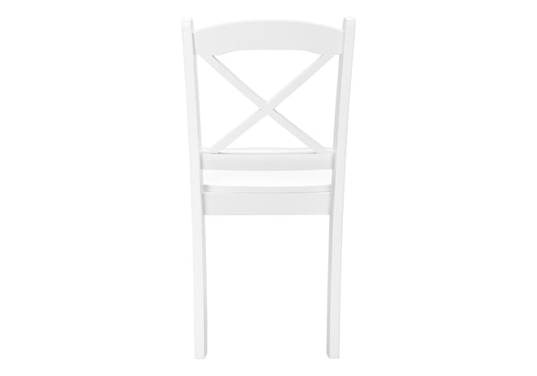 Monarch Specialties Dining Chair, Set Of 2, Side, Kitchen, Dining Room, White, Wood Legs, Transitional White Solid Wood I 1320
