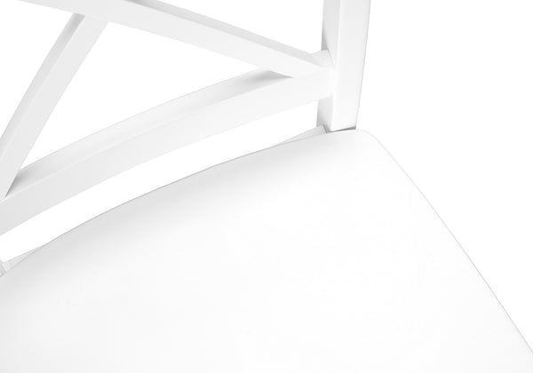 Monarch Specialties Dining Chair, Set Of 2, Side, Kitchen, Dining Room, White, Wood Legs, Transitional White Solid Wood I 1320