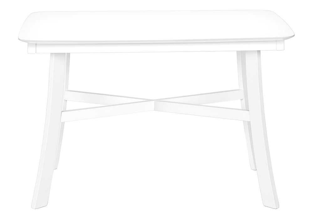 Monarch Specialties Dining Table, 48" Rectangular, Small, Kitchen, Dining Room, White Veneer, Wood Legs, Transitional White Solid Wood,Mdf I 1323