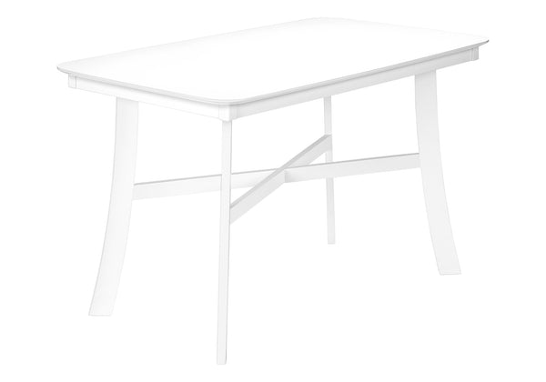 Monarch Specialties Dining Table, 48" Rectangular, Small, Kitchen, Dining Room, White Veneer, Wood Legs, Transitional White Solid Wood,Mdf I 1323