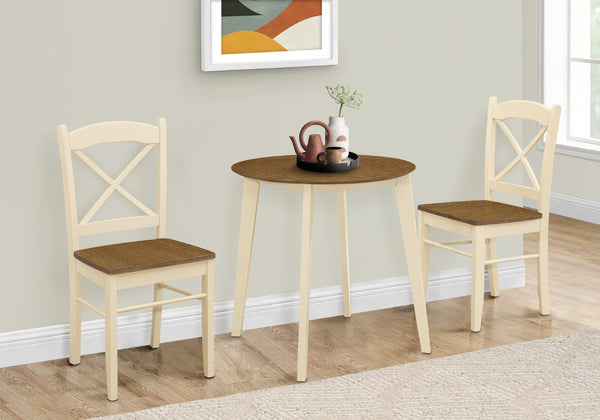 Monarch Specialties Dining Table, 30" Round, Small, Kitchen, Dining Room, Oak And Cream, Wood Legs, Transitional Cream,Oak, Oak Solid Wood,Laminate,Mdf,Veneer I 1326