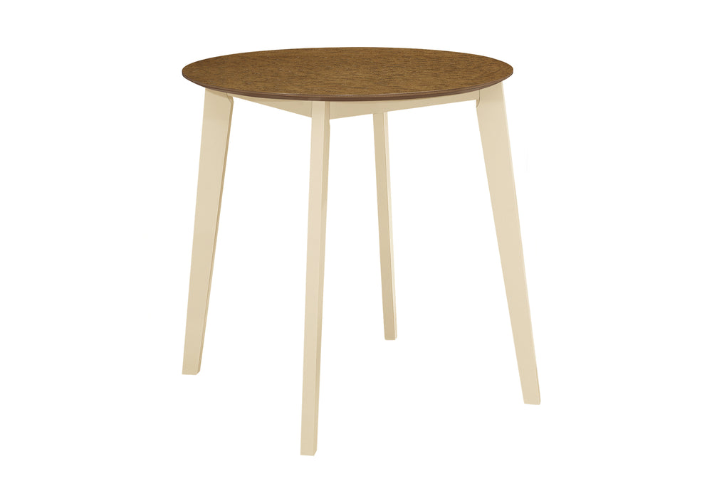 Monarch Specialties Dining Table, 30" Round, Small, Kitchen, Dining Room, Oak And Cream, Wood Legs, Transitional Cream,Oak, Oak Solid Wood,Laminate,Mdf,Veneer I 1326