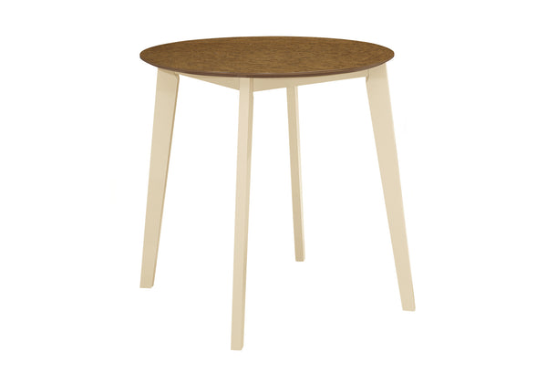 Monarch Specialties Dining Table, 30" Round, Small, Kitchen, Dining Room, Oak And Cream, Wood Legs, Transitional Cream,Oak, Oak Solid Wood,Laminate,Mdf,Veneer I 1326