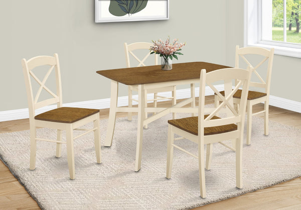 Monarch Specialties Dining Table, 48" Rectangular, Small, Kitchen, Dining Room, Oak And Cream, Wood Legs, Transitional Cream,Oak, Oak Solid Wood,Laminate,Mdf,Veneer I 1328