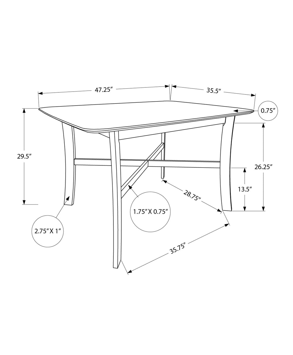 Monarch Specialties Dining Table, 48" Rectangular, Small, Kitchen, Dining Room, Oak And Cream, Wood Legs, Transitional Cream,Oak, Oak Solid Wood,Laminate,Mdf,Veneer I 1328