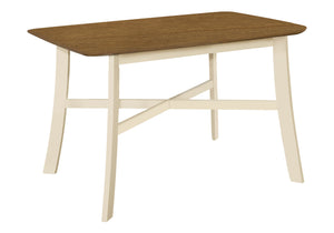 Monarch Specialties Dining Table, 48" Rectangular, Small, Kitchen, Dining Room, Oak And Cream, Wood Legs, Transitional Cream,Oak, Oak Solid Wood,Laminate,Mdf,Veneer I 1328