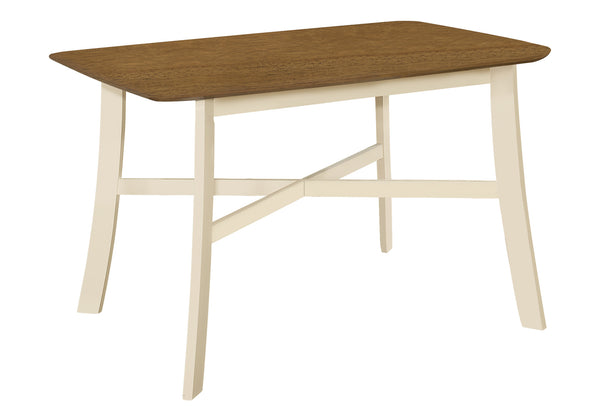 Monarch Specialties Dining Table, 48" Rectangular, Small, Kitchen, Dining Room, Oak And Cream, Wood Legs, Transitional Cream,Oak, Oak Solid Wood,Laminate,Mdf,Veneer I 1328