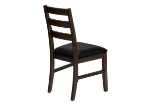 Monarch Specialties Dining Chair, Set Of 2, 37" Height, Kitchen, Dining Room, Side, Upholstered, Brown Leather Look, Brown Solid Wood, Transitional Black,Espresso, Espresso Foam,Mdf,Solid Wood,Leather,Look I 1332