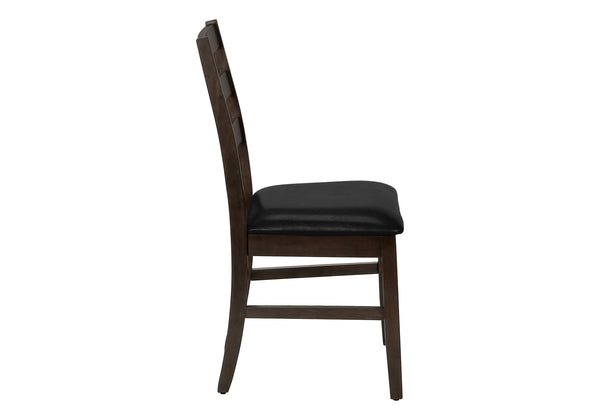 Monarch Specialties Dining Chair, Set Of 2, 37" Height, Kitchen, Dining Room, Side, Upholstered, Brown Leather Look, Brown Solid Wood, Transitional Black,Espresso, Espresso Foam,Mdf,Solid Wood,Leather,Look I 1332