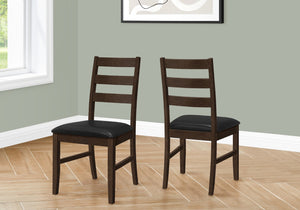 Monarch Specialties Dining Chair, Set Of 2, 37" Height, Kitchen, Dining Room, Side, Upholstered, Brown Leather Look, Brown Solid Wood, Transitional Black,Espresso, Espresso Foam,Mdf,Solid Wood,Leather,Look I 1332