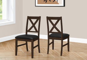 Monarch Specialties Dining Chair, 37" Height, Set Of 2, Dining Room, Kitchen, Side, Upholstered, Brown Solid Wood, Brown Leather Look, Transitional Black,Espresso, Espresso Foam,Mdf,Solid Wood,Leather,Look I 1333
